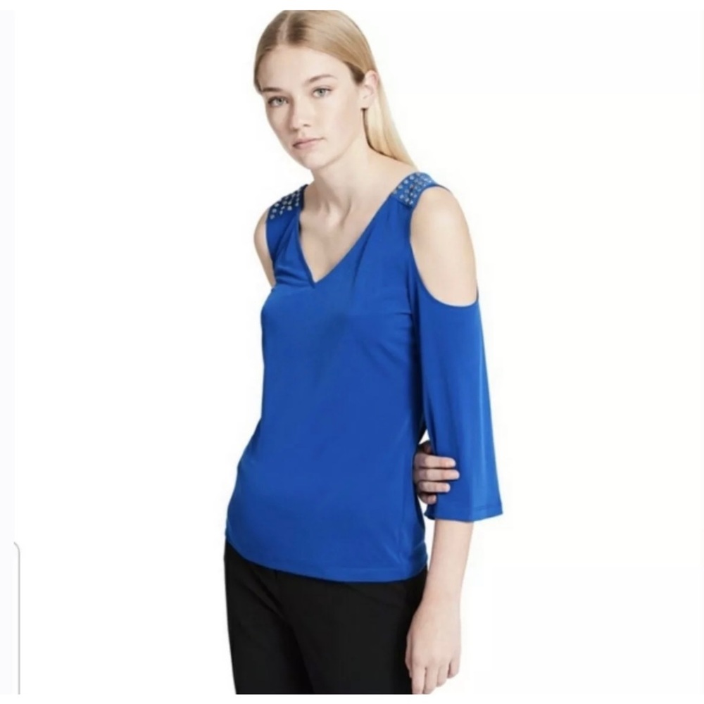 Calvin Klein Cold Shoulder V-neck Top M NWT